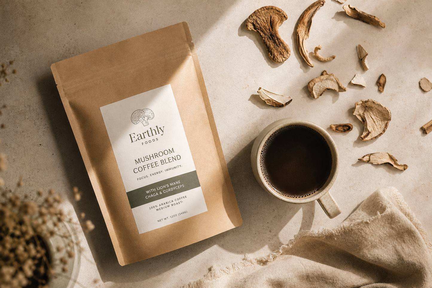 Adaptogenic Mushroom Coffee Blend — Lion's Mane & Chaga