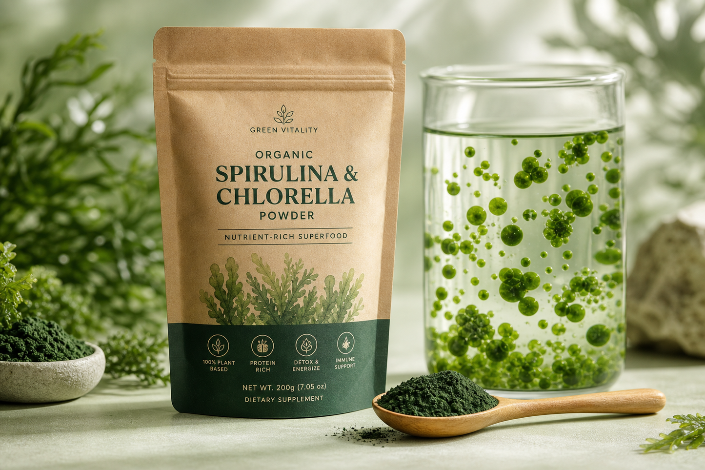 Spirulina & Chlorella Superfood Powder — Organic Algae Blend
