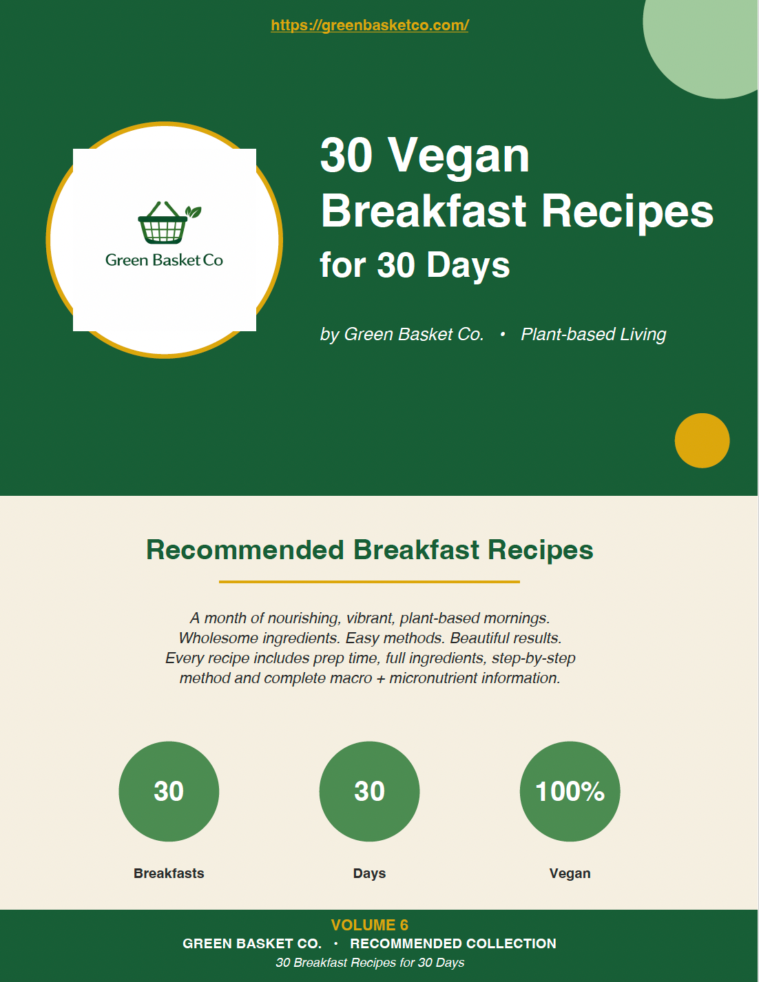 30 Vegan Breakfast Recipes Set 2 — Vol. 6 (Digital Download)