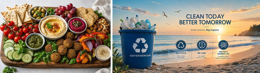 Colourful vegan food platter and ocean sustainability — Green Basket Co