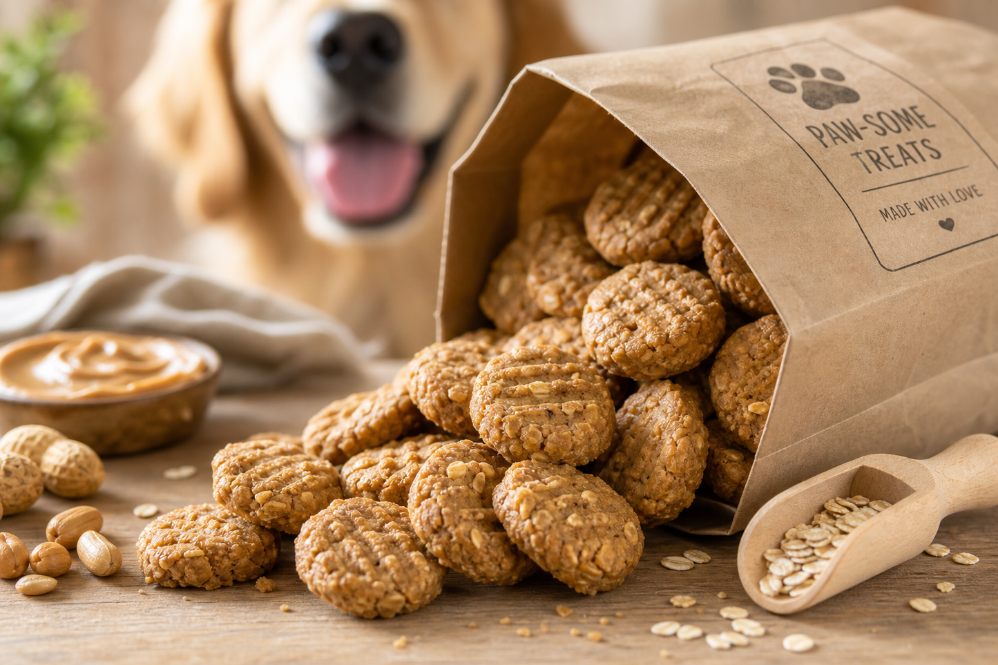 Vegan Peanut Butter & Oat Dog Treats — Plant-Based & Vet Approved
