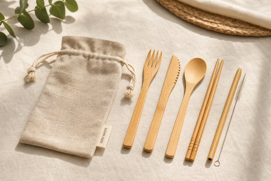 Bamboo Reusable Cutlery Set — Zero-Waste Travel Kit