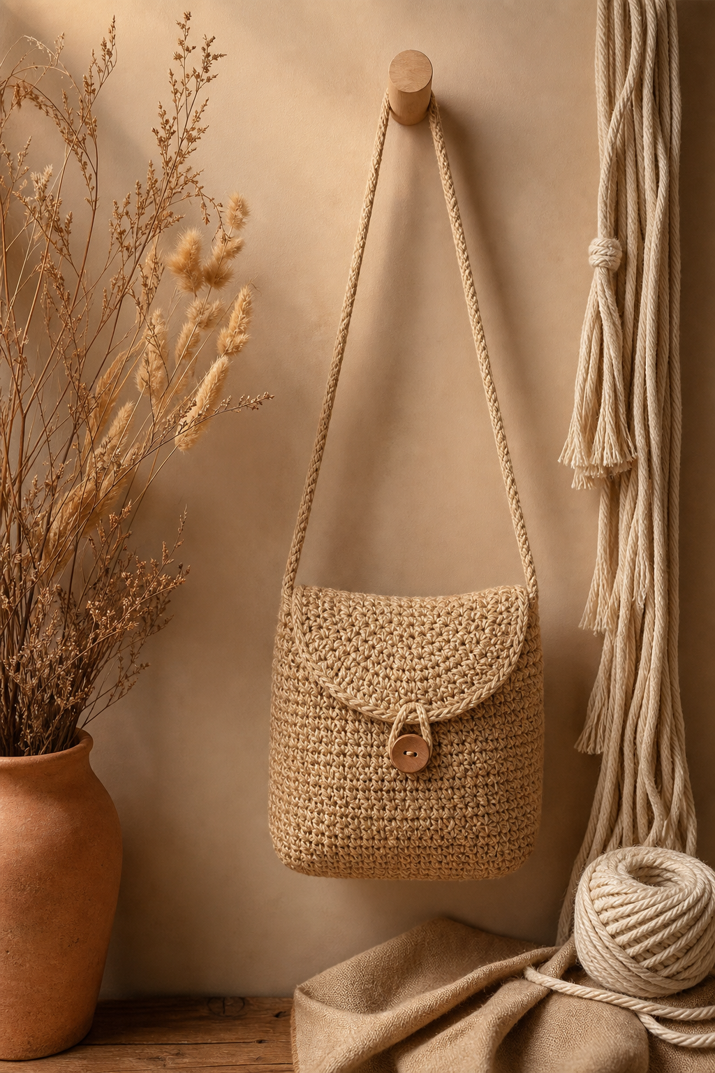 Handwoven Jute Crossbody Bag — Natural & Biodegradable